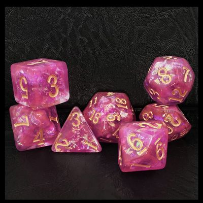Bescon Dense-Core Polyhedral Dice Set of Violet, RPG 7-dice Set in Brick Box Packing