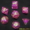 Bescon Dense-Core Polyhedral Dice Set of Violet, RPG 7-dice Set in Brick Box Packing view 4