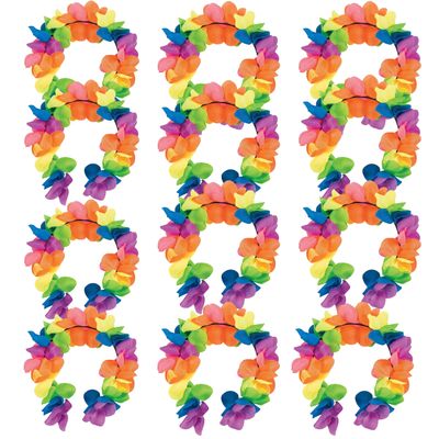 Fun Express Rainbow Flower Headbands Vibrant Hair Accessories for Kids and Adults Parties Birthdays and Celebrations Colorful Floral Design for Special Events Bright Assorted Colors 12 Pieces