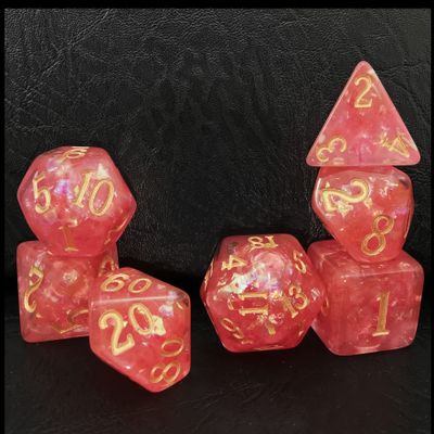 Bescon Dense-Core Polyhedral Dice Set of Peach, RPG 7-dice Set in Brick Box Packing