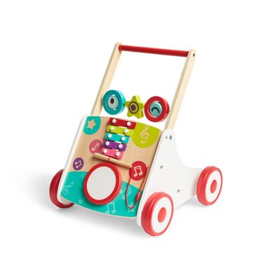Hape Wooden Push and Pull Music Learning Walker| Multiple Activities Center for Toddlers Ages 10 Months and Up