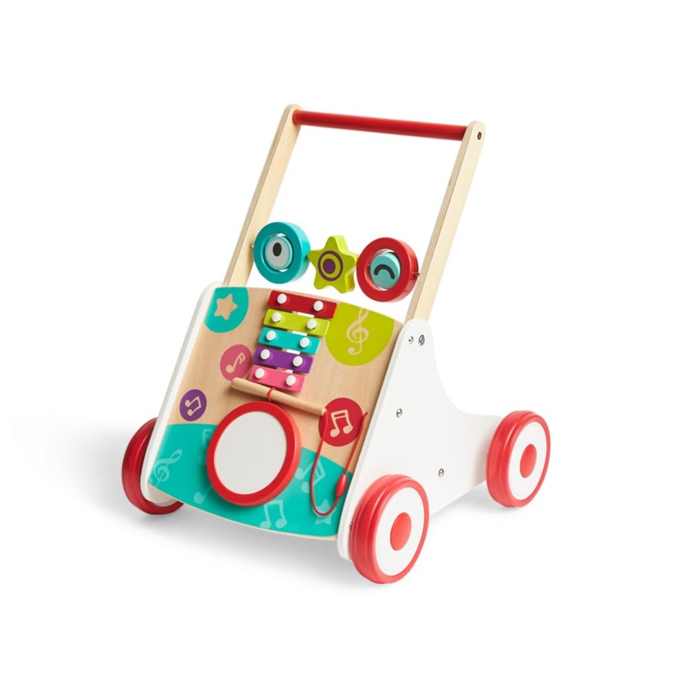 Hape Wooden Push and Pull Music Learning Walker| Multiple Activities Center for Toddlers Ages 10 Months and Up