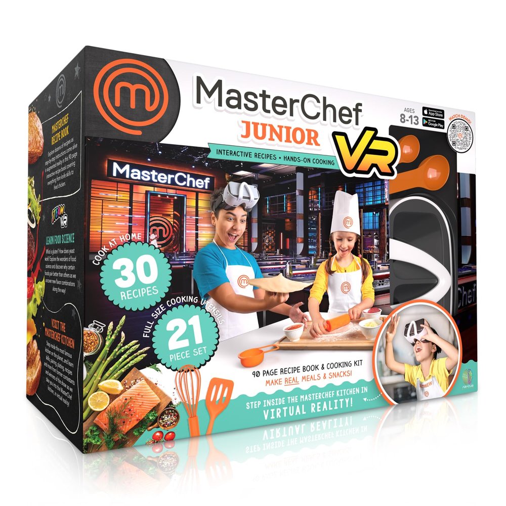 Abacus Brands VR MasterChef Junior - Virtual Reality Kids Cookbook and Interactive Food Science STEM Learning Activity Set (Full Version - Includes Goggles) - for Ages 8 and Up [Packaging May Vary]