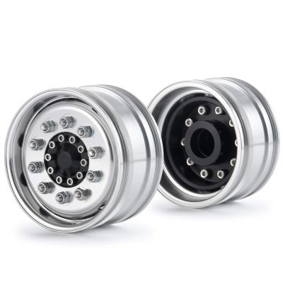 2pcs Aluminum Alloy Front Wheel Rim Hub for 1/14 Tamiya RC Climbing Car Trailer Cargo Truck