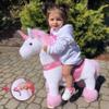 PonyCycle Model U-2021 Ride on White Horse Pink Unicorn Toy Plush Walking Animal Small Size for Age 3-5 Ux302 view 1