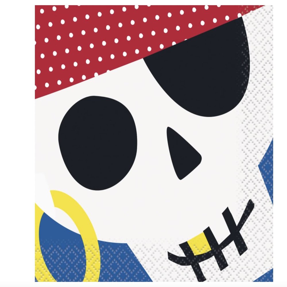 Ahoy Pirate Beverage Napkins16 Pc- 1 Pack, Multicolor