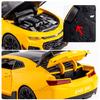 BDTCTK 1/24 Camaro Bumblebee Car Model Toy Zinc Alloy Casting Pull Back Car Sound and Light Toys for Kids Boy Girl Gift (Yellow) view 2