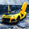 BDTCTK 1/24 Camaro Bumblebee Car Model Toy Zinc Alloy Casting Pull Back Car Sound and Light Toys for Kids Boy Girl Gift (Yellow) view 4