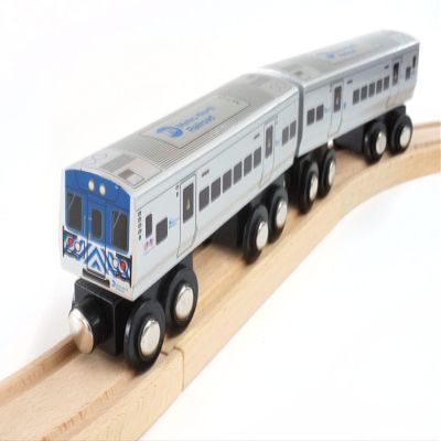 MUNI PALS Metro North Railroad Wooden Railway M7 2-car SetChild Safe and Tested Wood Toy Train