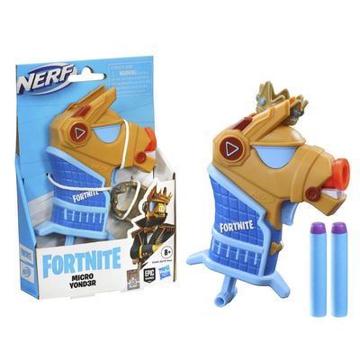 Nerf Fortnite Micro Y0nd3r Mini Dart-Firing Blaster - Fortnite Y0nd3r Outfit Design - Includes 2 Nerf Elite Darts and Removable Crown