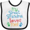 inktastic My Great Grandma Loves Me for Grandson Baby Bib White and Black 3e7e2 view 1