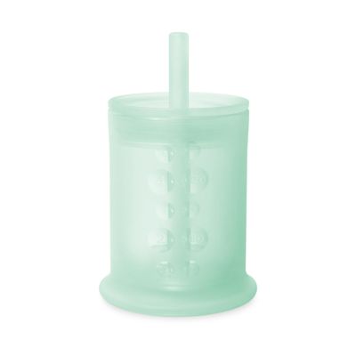 Olababy Silicone Training Cup with Straw Lid | Babies Water Drinking Cup | 6+ Mo Infant To 12-18 Months Toddler | Sippy Cup For Kids & Smoothie Cup | Baby Led Weaning (Mint, 5 oz)