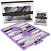 Premium Backgammon 18 Inches Large Purple - Backgammon Sets for Adults and Kids - Leatherette Back Gammon Board Game Set - Travel Backgammon Set Board Encased with Accessories view 1