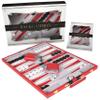 Premium Backgammon 18 Inches Large Red - Backgammon Sets for Adults and Kids - Leatherette Back Gammon Board Game Set - Travel Backgammon Set Board Encased with Accessories view 1