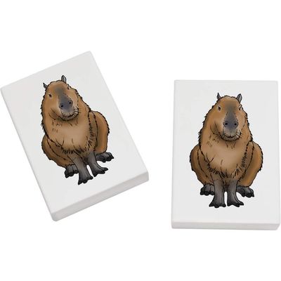 Azeeda 2 x 45mm 'Sitting Capybara' Erasers/Rubbers (ER00026513)