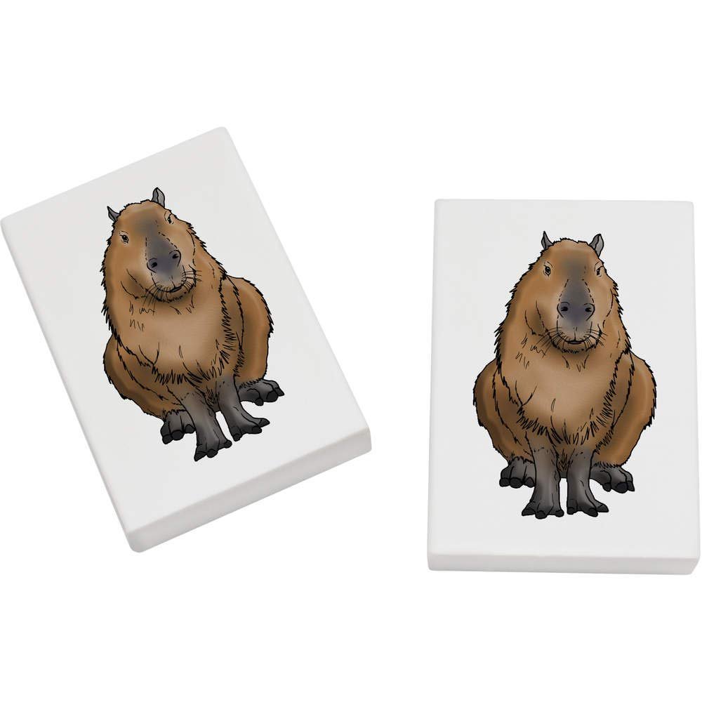 Azeeda 2 x 45mm 'Sitting Capybara' Erasers/Rubbers (ER00026513)