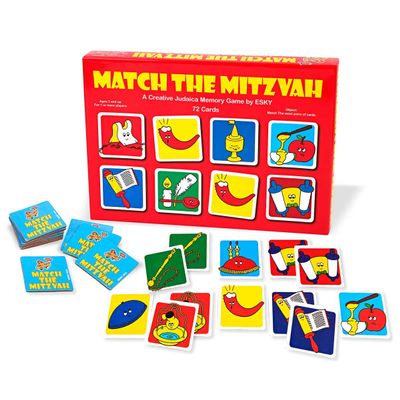 Aviv Judaica Match The Mitzvah Memory Game for Kids by Esky - Exciting Jewish Educational Card Game to Teach Children About Shabbat, Rosh Hashanah Yom Tov Mitzvot Judaic Memory Enhancement Board Games