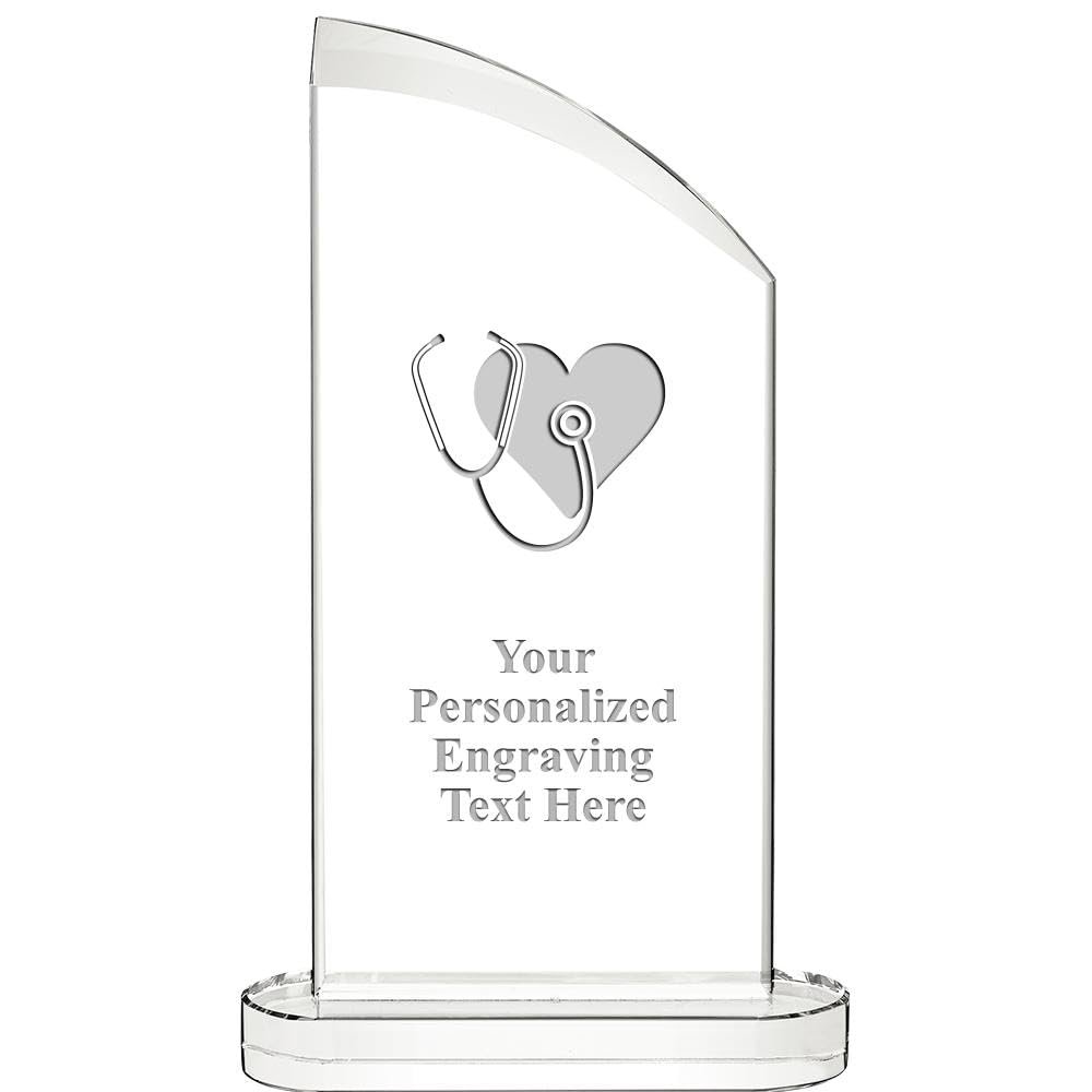 10" Nursing with Heart Aspiration Crystal Award, Personalized Nursing with Heart Crystal Trophy, Add Your Own Engraving Included, Prime