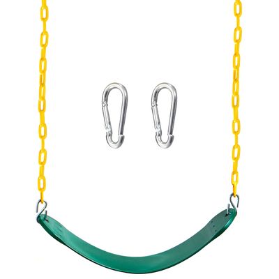 TURFEE Heavy Duty Swing Seat Green Color with 66 Chain, Swing Set Accessories Replacement with Snap Hooks for Kids Outdoor Play Playground
