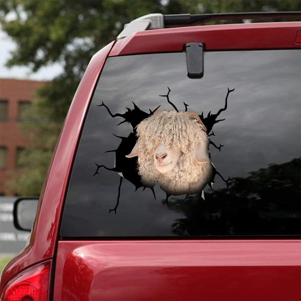 Ocean Gift Angora Goat Car Decals, Farm Animal Car Stickers Pack of 2 - Sticker for Car Windows, Walls Series 7 Size 10" x 10"