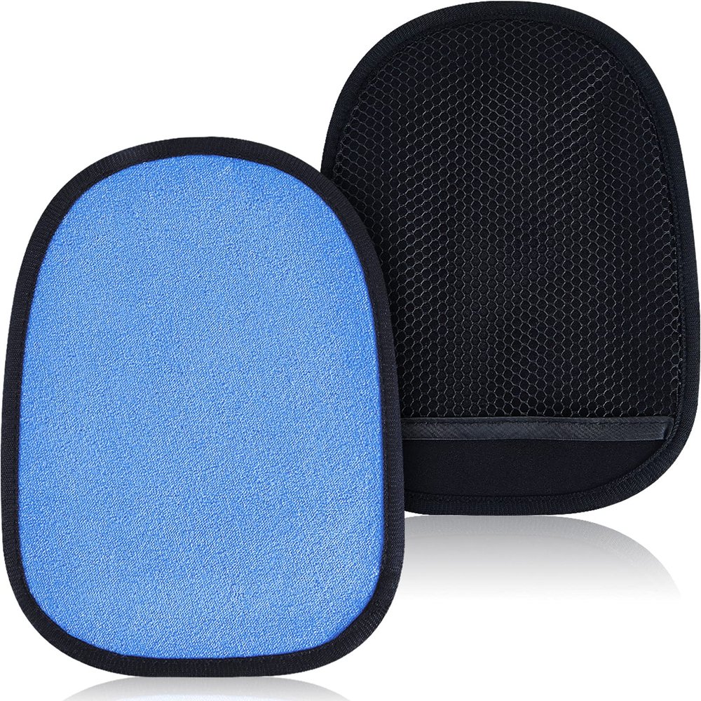 Skylety 2 Pieces Sand Mitt for Beach Sand Off Mitt Soft and Skin Friendly Cotton Towel Help Parents Clean from Children's Skin Brush Pack for Surf, Ocean and Lakeside Recreation(Blue)