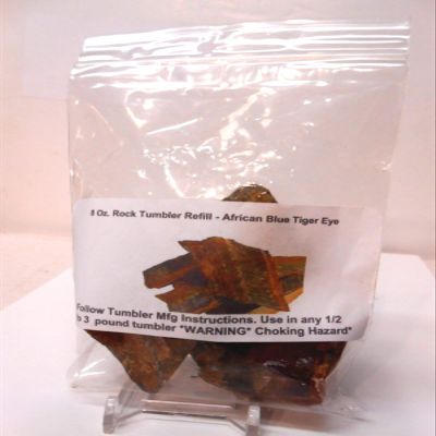 Rockhound's First Choice Rock Tumbler Gem Refill Kit African Blue Tiger Eye Tumbling Rough 8oz