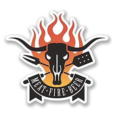 Pack of 6-2" Stickers -3 Pack - BBQ Meat Fire Beer Sticker