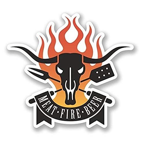 Pack of 6-2" Stickers -3 Pack - BBQ Meat Fire Beer Sticker