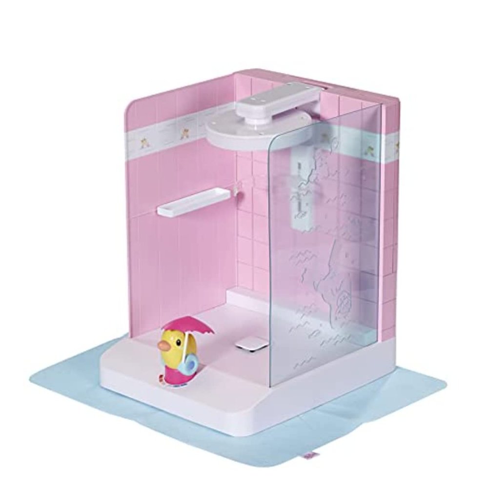 BABY born Bath Walk-in Shower for 43cm Dolls - Easy for Small Hands, Creative Play Promotes Empathy & Social Skills - for Toddlers 3 Years & Up - Includes Adjustable Showerhead & Bath Mat