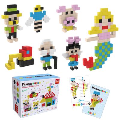 Picasso Cubes 0.5 Pixel Magnetic Puzzle Cube 200 Piece Mix & Match Sensory Toys STEAM Education Learning Building Block Magnets Children Construction Toy Set Stacking Magnet Creative Kit PMC200
