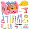 Magic4u Toy Tool Set Girl Pretend Play Construction Tool Accessories Tool Toys with Hat Tool Box Tape Measure Toy Electric Drill Hammer view 1
