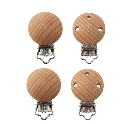 Arakierst 10pcs Natural Beech Wood Suspender Clips Holder Fixed 30mm Wooden Pacifier Clips Charm Antique DIY Beading Pacifier Chain Accessory