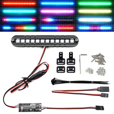 RC LED Light Bar Roof Lamp Headlight Tail Light Kit Bumper Compatible with Traxxas RC Car Truck Crawler Tamiya Losi HPI Rustler Axial Police (100mm 1 Bar)