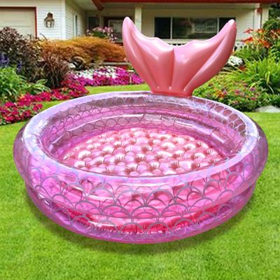 Benelet Kiddie Swimming Pool, Inflatable Mermaid Pool, Indoor Outdoor Ball Pit for Kids (47 inch)