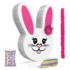 Jergrim Girl Easter Bunny Piata Bundle 17x10x 3 with stick, blindfold and a small confetti bag Perfect for Easter Sunday Celebration, Bunny Theme Parties, Party Dcor view 1
