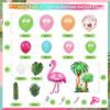 132Pcs Tropical Flamingo Balloons Garland Kit, Flamingo Foil Balloons Green Pink Aqua Blue Confetti Balloon Palm Leaves Baby Shower Hawaiian Luau Birthday Party Decorations Supplies view 3