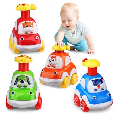 ALASOU 4 PCS Animal Car Toys for 1 Year Old Boy Girl|Baby Toys 1 Year Old Boy Gifts for Toddlers 1-3|Vehicle Toy Set for Toddler Toys 1-2|1st Birthday Gift for Infant 12 18 Months