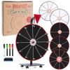 5 in 1 Tabletop Prize Wheel Spinner - 12" Carnival Games Smooth Spinning Wheel for Prizes, Raffle - Portable Dry Erase Spin the Wheel Game with Stand, Marker Pen & Eraser - Black & White Wheel Faces view 1