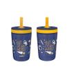 Zak Designs Kelso 15 oz Tumbler Set, (Space) Leak-Proof Screw-On Lid with Straw Made of Durable Plastic and Silicone, Perfect Cup Bundle for Kids (2pc Set) view 1