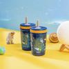 Zak Designs Kelso 15 oz Tumbler Set, (Space) Leak-Proof Screw-On Lid with Straw Made of Durable Plastic and Silicone, Perfect Cup Bundle for Kids (2pc Set) view 2