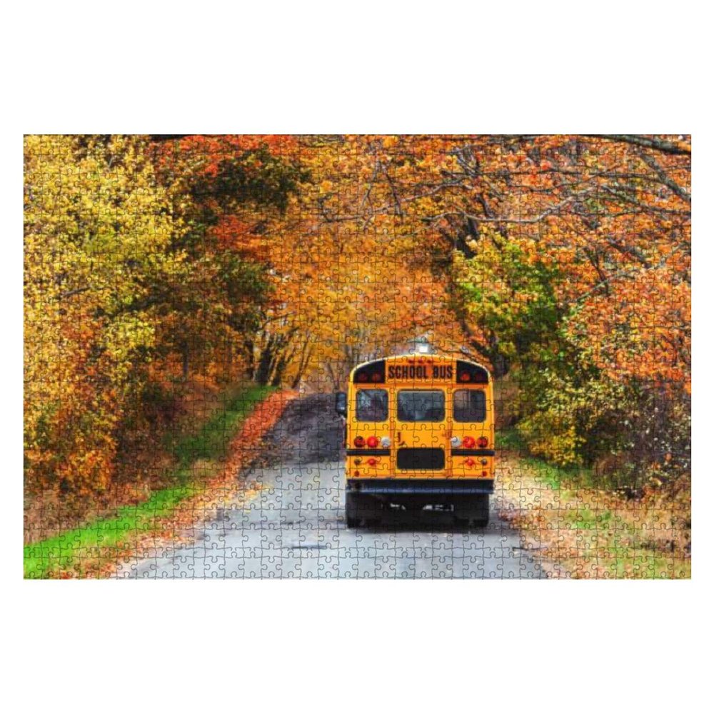 1000 Piece School Bus Large Piece Jigsaw Puzzles for Adults Educational Toy for Kids Creative Games Entertainment Wooden Puzzles Home Decor