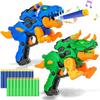 2-Pack Dinosaur Toy Guns Compatible with Nerf, Easter Kids Gifts & Easter Basket Stuffers for Toddler Boys Ages 3 4 5 6 7 8, Dino Toy Guns with Light & Sound, 20 Foam Darts view 1