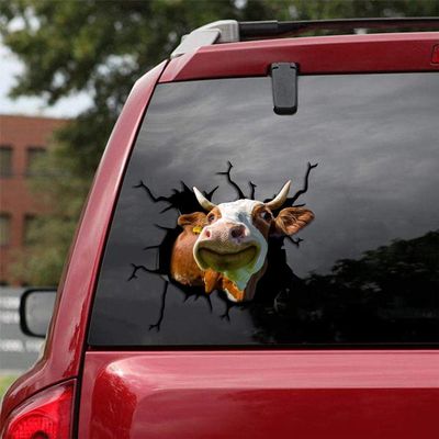 Ocean Gift Cow Car Decals, Wall Decals Stickers Pack of 2 - Realistic Car Stickers Design Series 12 Size 12" x 12"