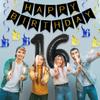 16th Birthday Decorations for Boys Royal Blue Gold, Happy Birthday Banner & Cake Toppers, Jumbo 16 Balloon, Hanging Swirls for Guys Sixteen Birthday Party Supplies view 4
