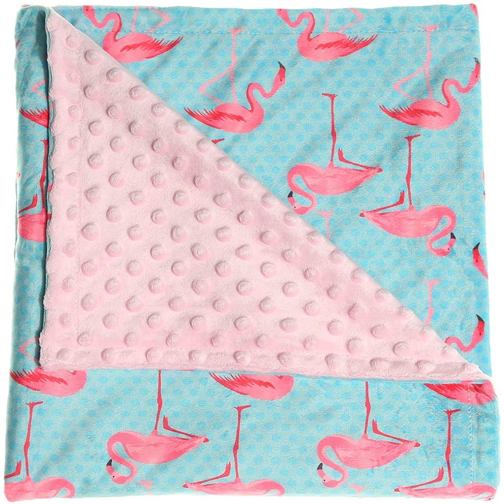 Baby Blanket Super Soft Minky Blanket with Double Layer Dotted Backing Pink Flamingo Security for Newborns Nursery Stroller Receiving Toddlers Crib Bedding for Boy or Girl(30 x 40 Inch)