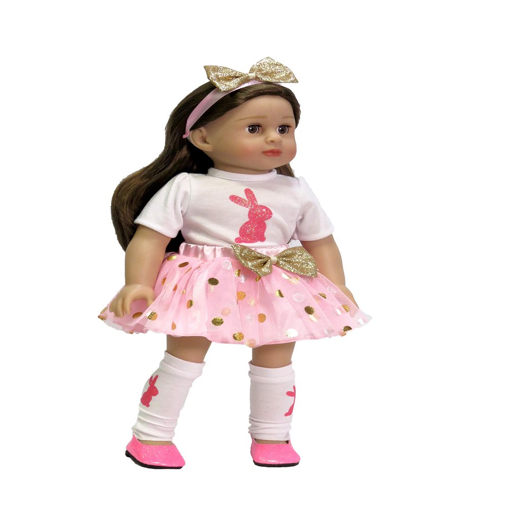 American Fashion World Sparkling Pink Bunny Easter Tutu for 18-Inch Dolls | Premium Quality & Trendy Design | Dolls Clothes | Outfit Fashions for Dolls for Popular Brands