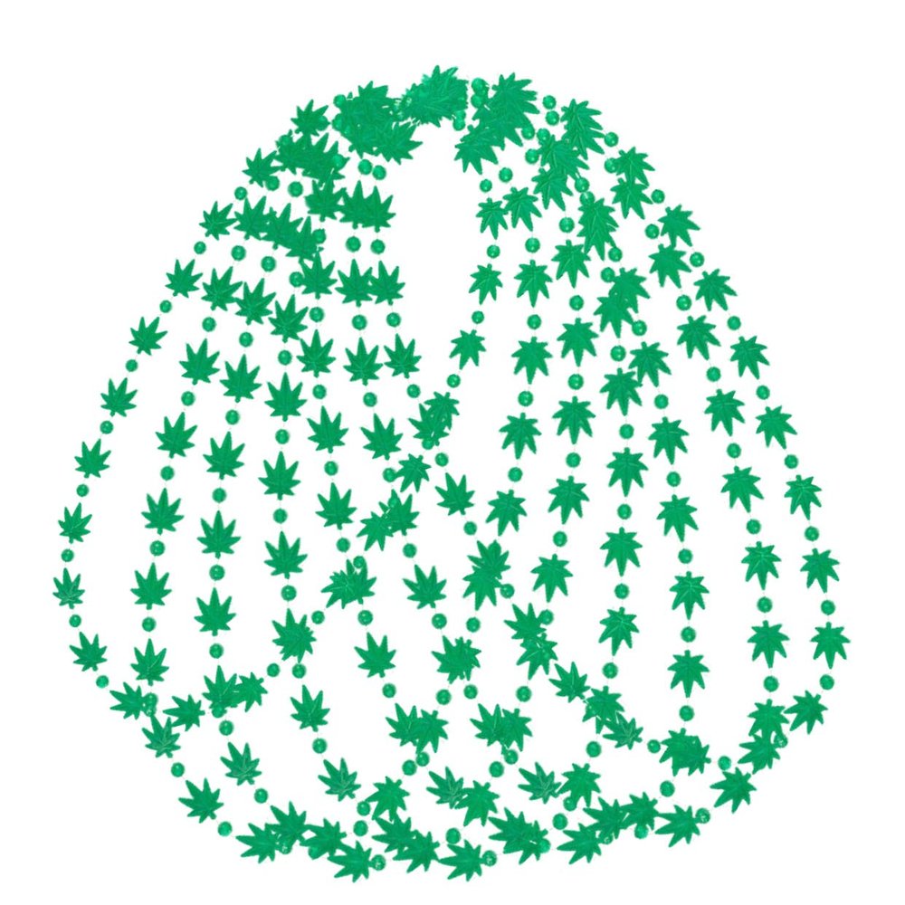 blinkee Pack of 24 Pot Leaf Bead Necklaces Green (Non-Light Up)