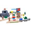 Wooden Train Set Kids Lift & Load Magnetic Crane Helicopter Semi Truck Shipping Containers Diesel Engine STEM Construction Playset Compatible with Thomas Brio Wooden Railway Toy for Toddlers Starter view 3