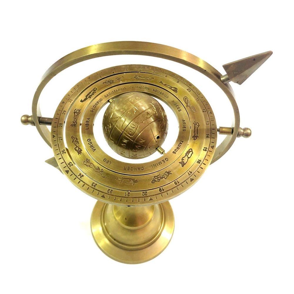 Arrow Armillary | Brass Armillary | Engraved Horoscope Armillary | Armillary Zodiac Globe | Engraved Sphere Globe Armillary | Desk Armillary