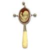 Victorian Style Baby Red Cameo Baby Rattle with Carved Resin Handle view 1